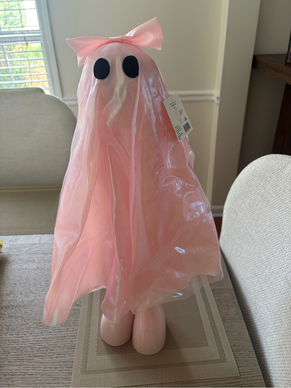 Pink Ghost Kids Costume with Bow